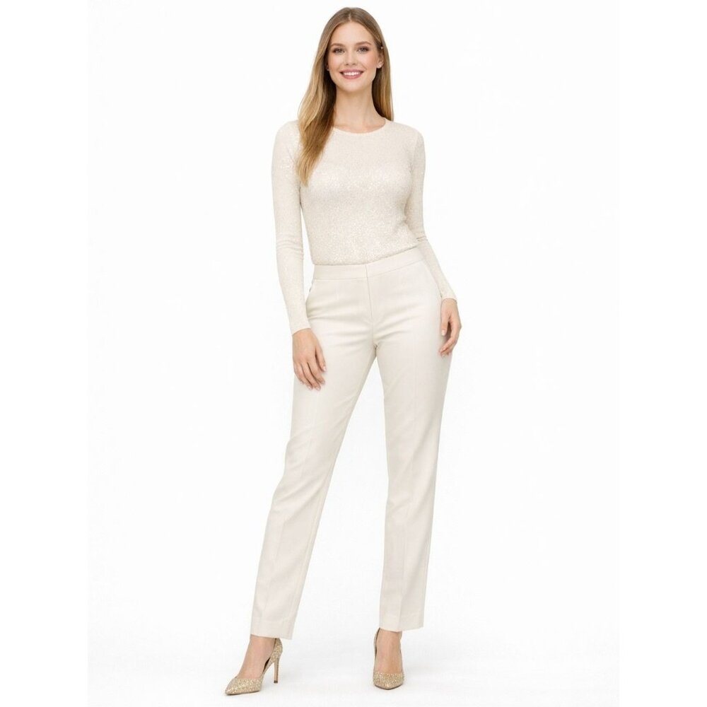 New SuitShop Size 10S Ivory White Tuxedo Wedding Pants With Pockets